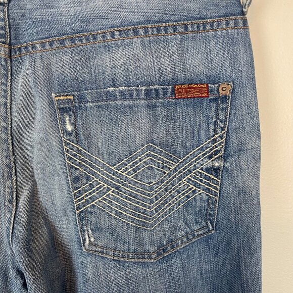 7 for All Mankind Men's 33x28 Slouchy Straight Light Wash Y2K Jeans Button Fly - Picture 8 of 11